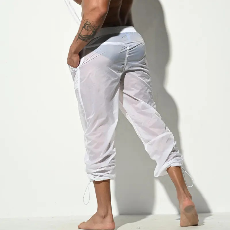 Transparent Swimwear Men Swimming Pants Beach Bermuda Surf Trousers Nylon Quick Dry Swiming Wear Long Trunks Desmiit Sexy Shorts 240407