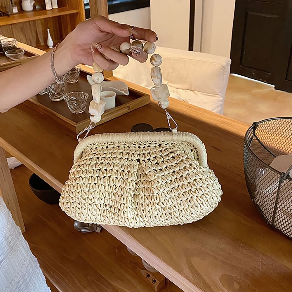 Straw Weaving Beach Bag Fashion Woven Handmade Crossbody Bag Big Capacity Rattan Bag Women