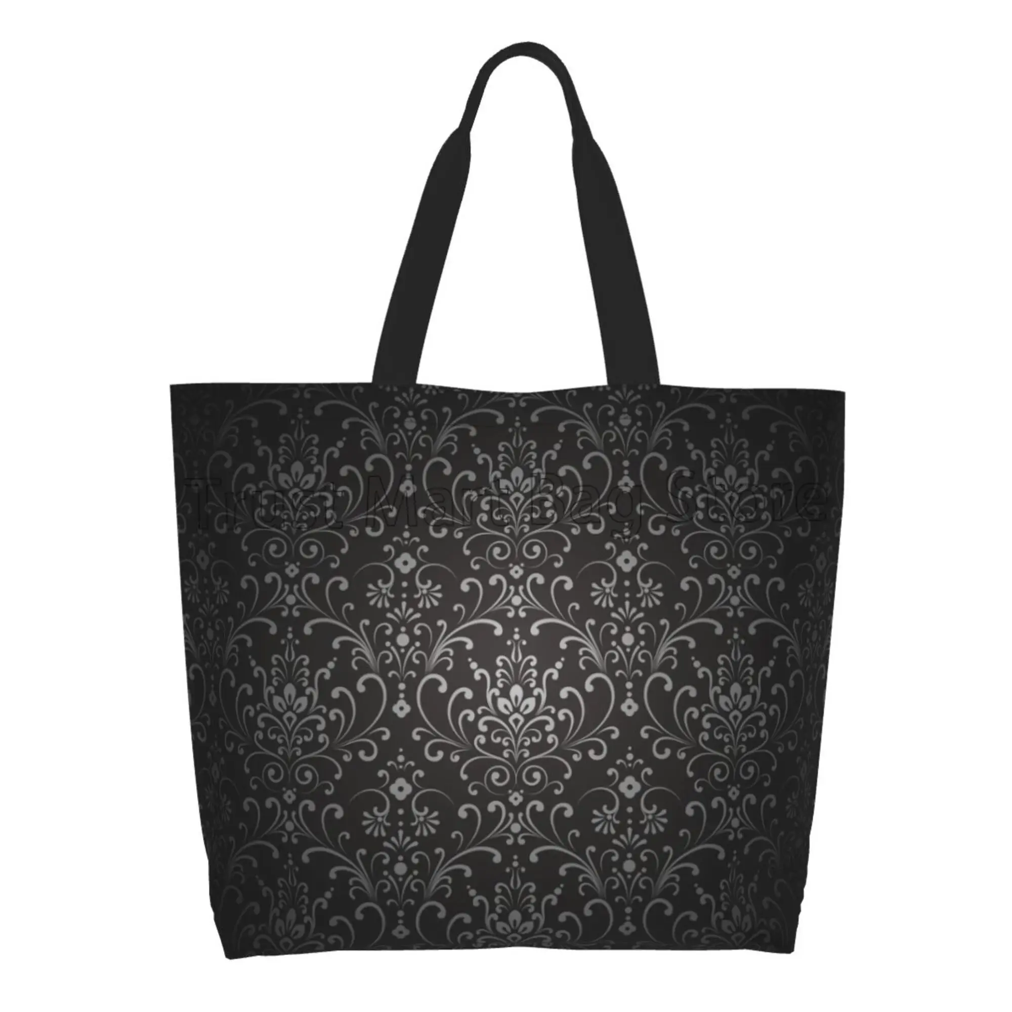 Gothic Flowers Print Canvas Tote Bag Large Women Casual Shoulder Bag Handbag Reusable Multipurpose Shopping Grocery Bag Gifts