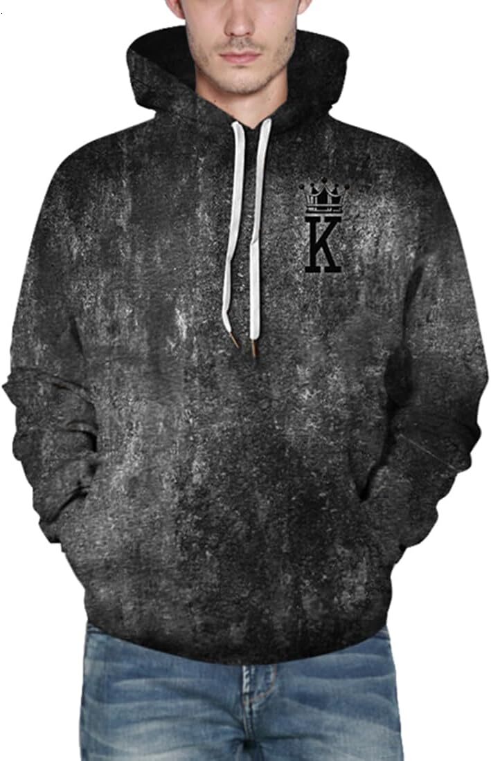 Hoodie for Mens Womens Mens Hoodie 3D Printed Pullover Hooded Sweatshirt Cool Outfits With Pockets Graphic Trendy black pattern