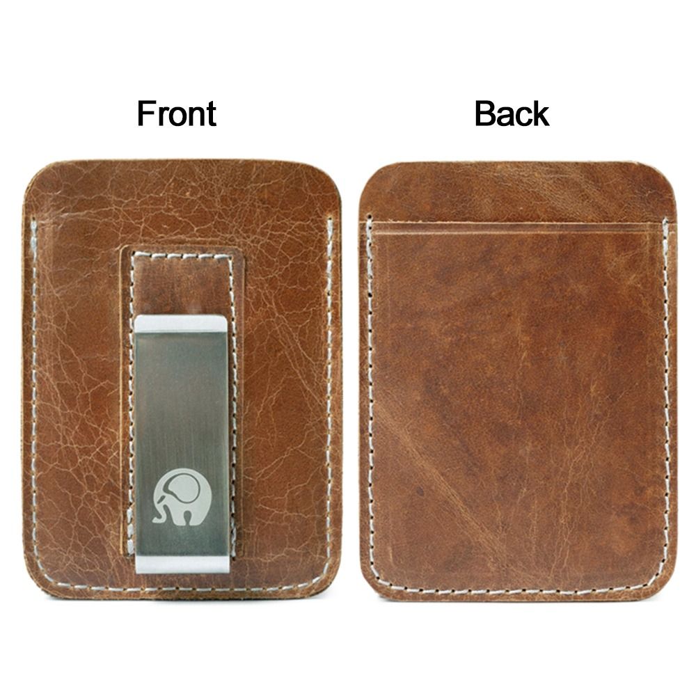 Fashion Leather Money Clip Mini Wallet Men Credit Card Slot Slim Bills Metal Cash Clamp for Man Billfold Holder Money Bag