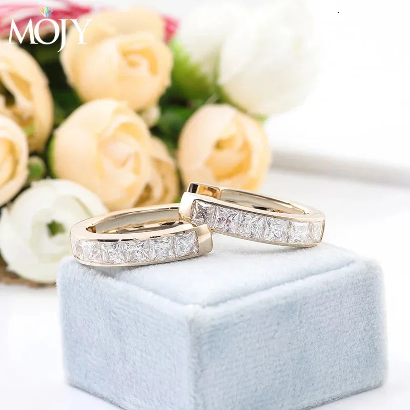 Princess Cut 4.8ct high-quality earrings with 14k gold hoop and GRA certificate exquisite jewelry gift passed the test pen 241106