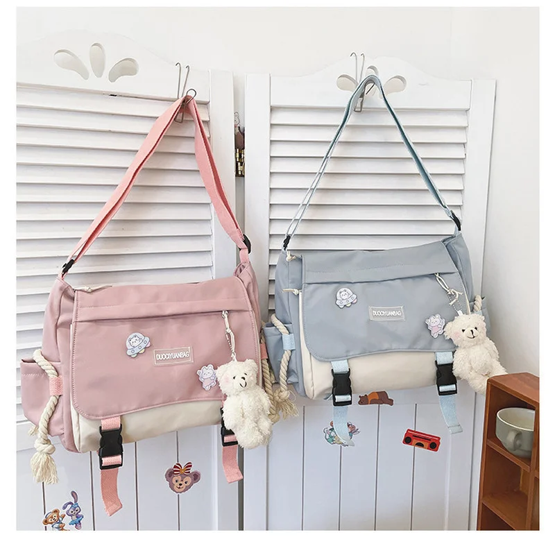 Korean Fashion Casual Big Bag Student School Bags for Teenage Girls Messenger Bag Shoulder Bag Crossbody Bags Women