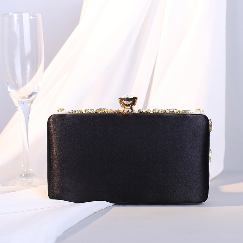 Women's Evening Clutch Bag Party Purse Luxury Wedding Clutch for Bridal Exquisite Crystal Ladies Handbag Gold Black Blue Wallet