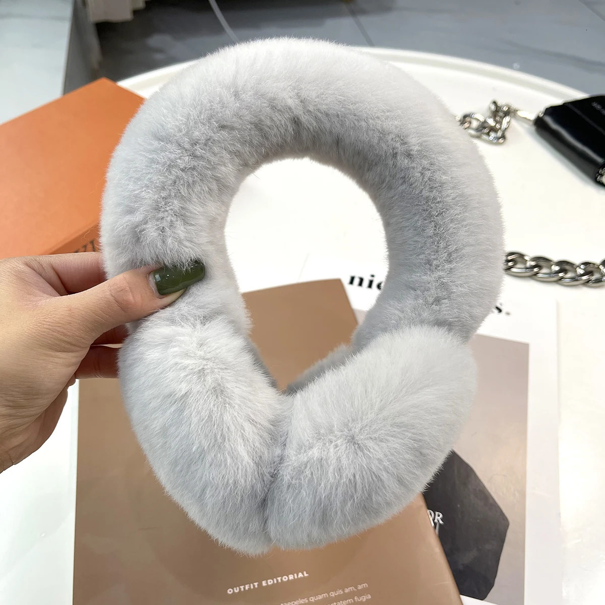 Winter Warm Rex Rabbit Fur Earrings Plush Earrings Suitable for Girls Ladies Women Hair Rhinestone Earrings Warm Earrings 241107