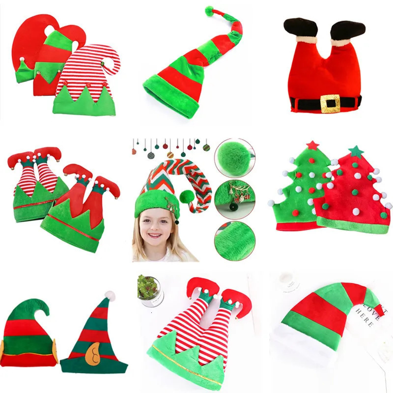 Holiday party elf hat clown hat hip-hop hat creative line leg hat Christmas tree hat Christmas tree hat Christmas tree hat 241106