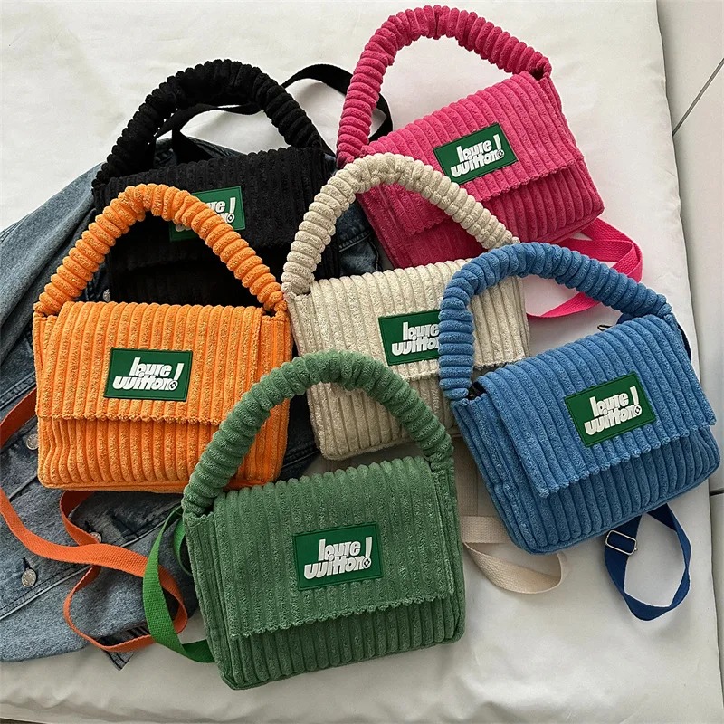 New CorduroyWomen's Handbag Fashion Versatile Texture Shoulder Bags Casual Nylon Magnetic Button Crossbody Bags for Women 2023