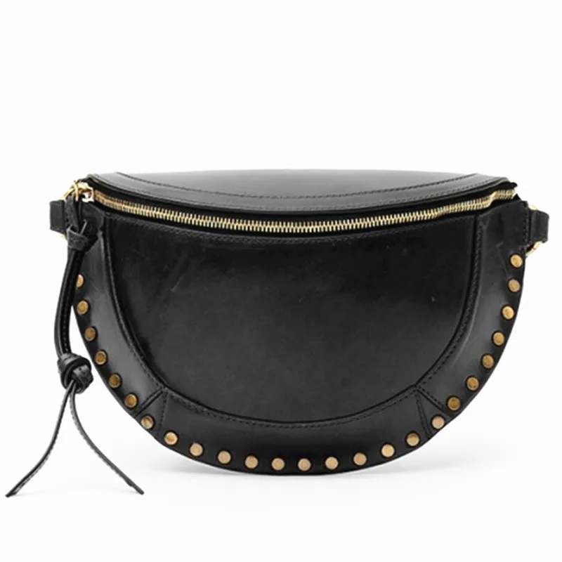 Rivet Decoration Woman Crossbody Bag Genuine Leather Metal Rivet Bag Women Shoulder Bag Female Chest Bags Sac A Mian