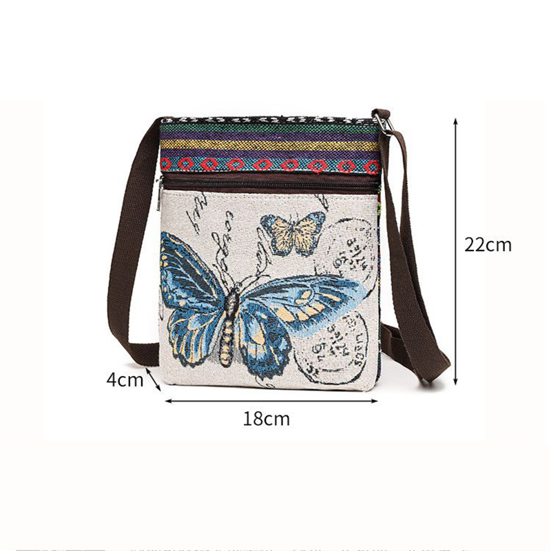 Lady Crossbody Shoulder Bag, Phone Purse Handbag, Ethnic Style Embroidered Messenger Bag, Retro Small Canvas Bag
