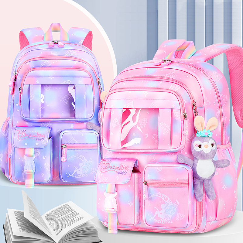 Children School Bag For Girls Large-capacity Waterproof Student Backpack Primary School Side Pockets Backpack Cute Book Bag