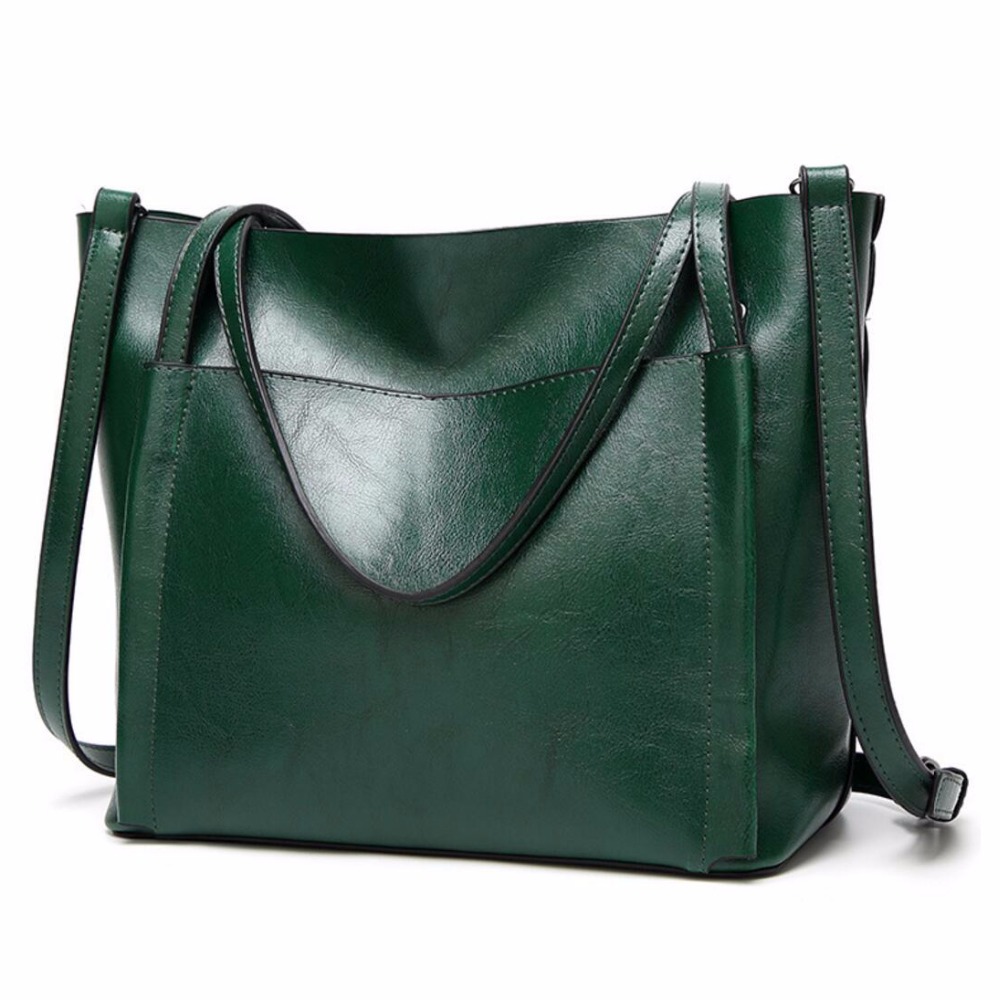 New Fashion Oil wax leather women bag handbag soft leather women's messenger bags black green casual tote female crossbody bag