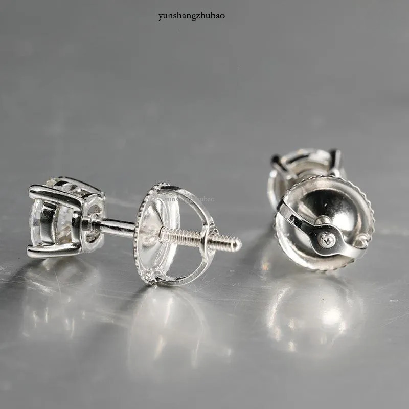Designer Stud Earrings 0.1-2ct D Color Moissanite VVS1 Clarity Round Dia White Gold S Sterg Sier Screw Back For Women