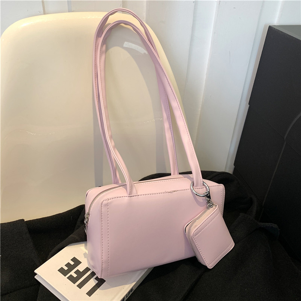 Women Fashion Shoulder Bag Large Capacity Casual Grocery Bag Solid Color Dating Armpit Bag Commute Bag with Matching Clutch Set