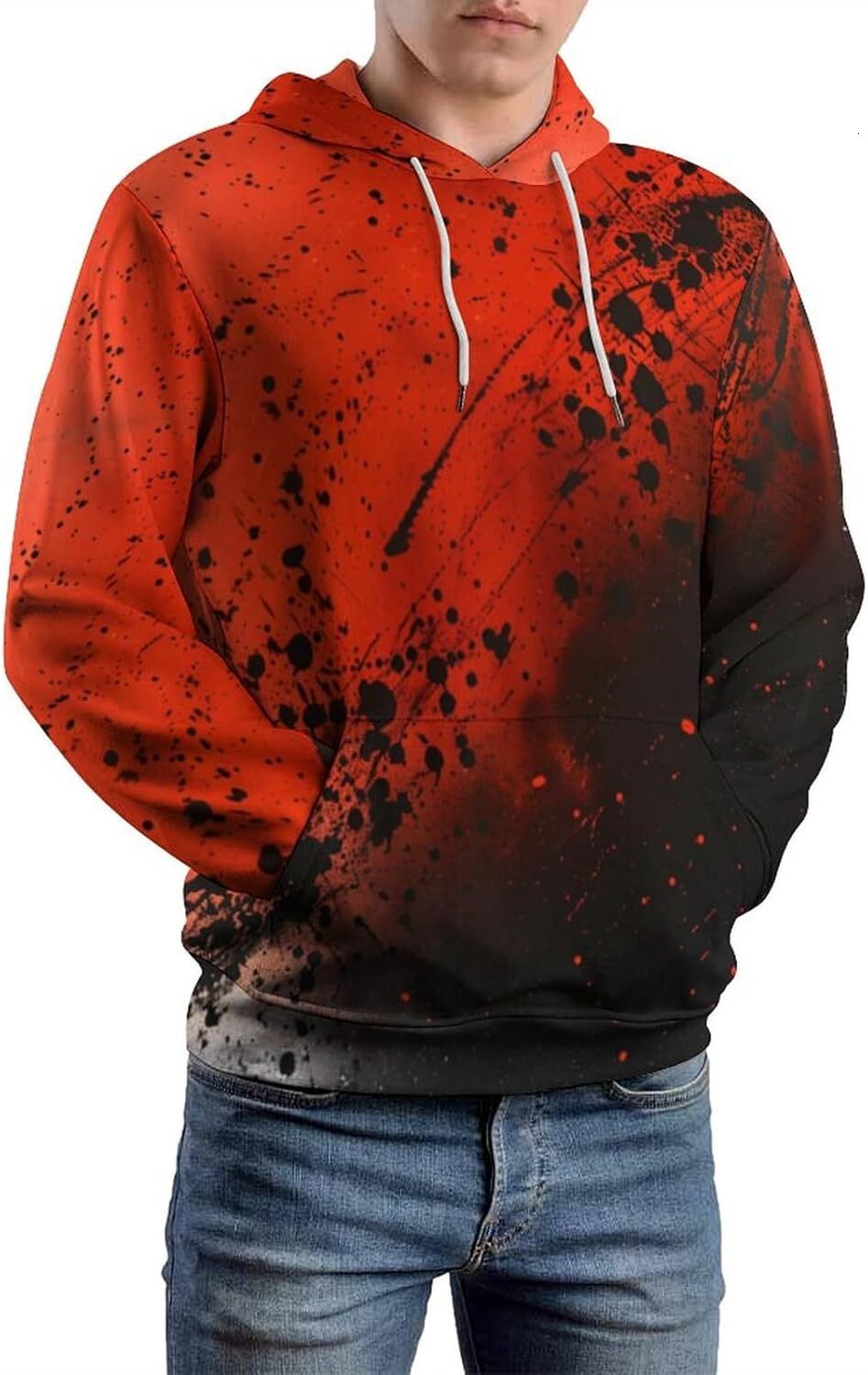 Hoodie for Mens Womens Unisex 3D Digital Print Sweatshirts Hooded Top Galaxy Pattern Pullover Hoodie Graphic Cool colored patterns red