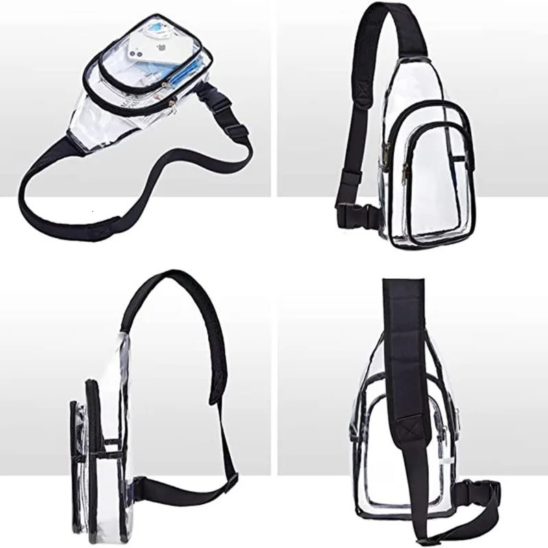 Leisure transparent chest bag womens waterproof transparent PVC cross body travel bag outdoor sports mobile phone sling shoulder bag 241106