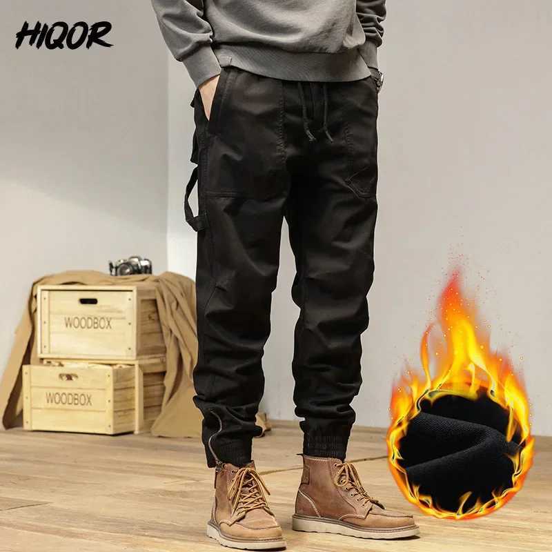HIQOR Winter Fleece Cargo Pants Men Classic Outdoor Hiking Army Joggers Camping Overalls Thicken Baggy Tactical Pants for Men LX241107