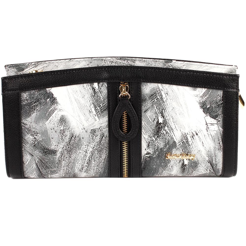 FB90021 Show Story Women's Girls Punk Zipper Design Fashion Outdoor Evening Clutch Handbag Bag