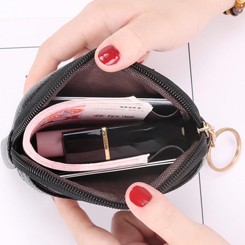 Fashion Women Mini Wallet Leather Female Purse Card Holder Coin Short Small Zipper Keychain Clutch Bag