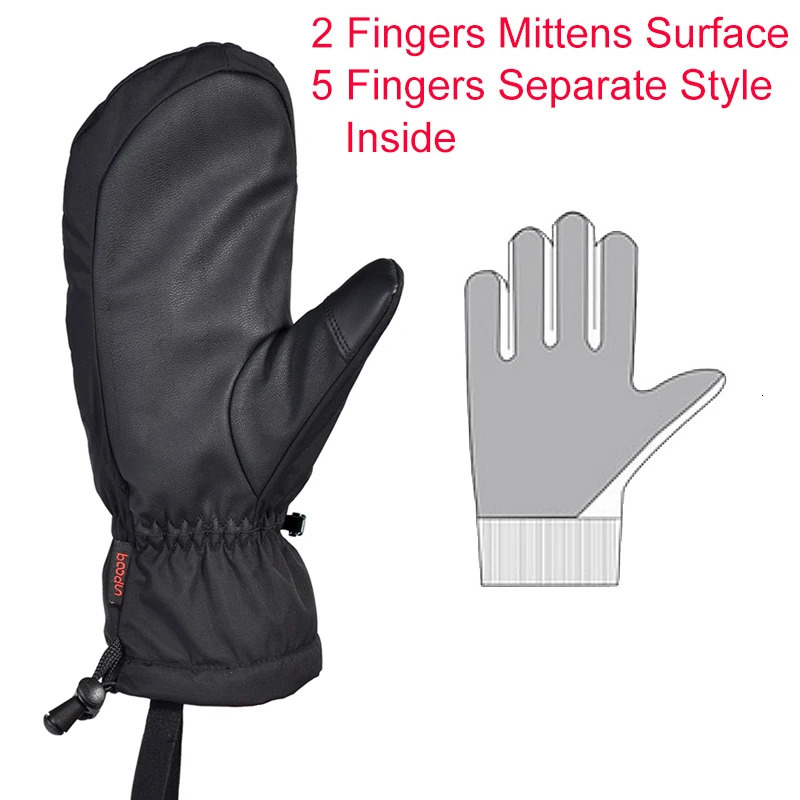 Boodun professional ski gloves waterproof mens winter warm ski gloves -30 degree skis 241107