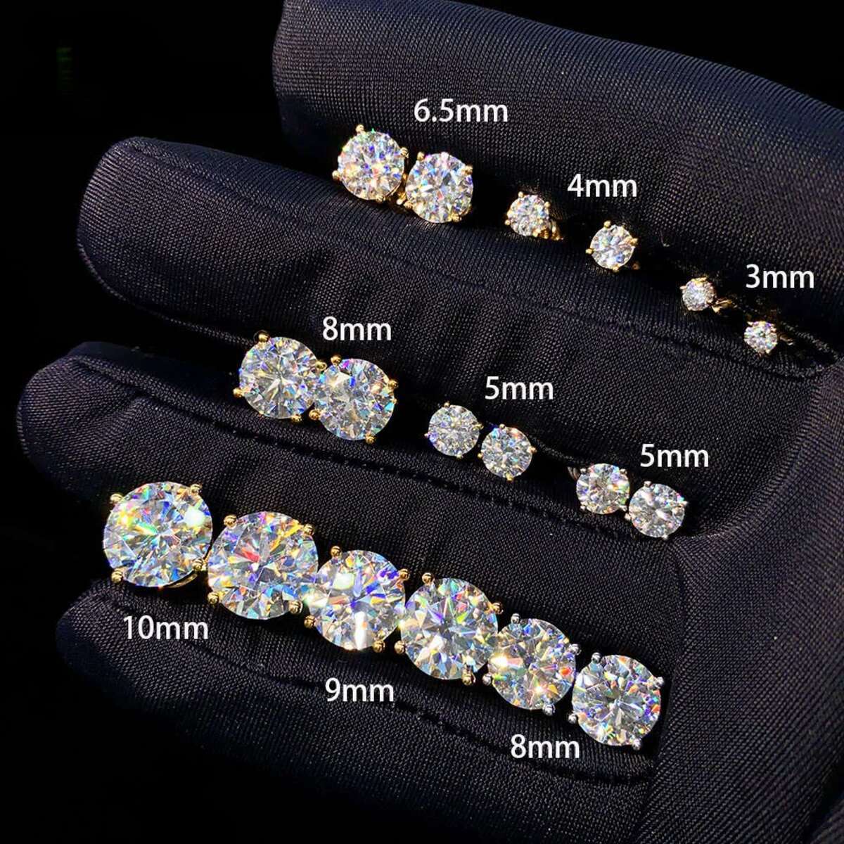 Hot Selg Top Quality Stud Earring Pass Dia Tester Screw Back Hip Hop 10K Solid Gold Earrings Moissanite Jewelry