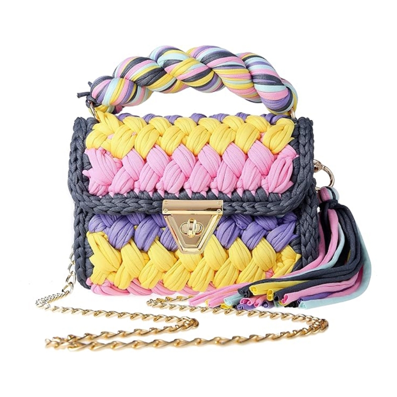 Casual Handbag Fashion Crossbody Bags Crochet Shoulder Bag Handmade Woven Trendy Tote for Women Girl Large Capacity