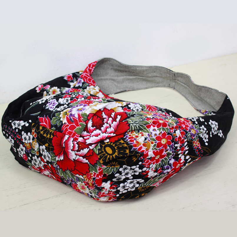 Large Cotton Canvas Bohemian Bag Jew Hippie styles Bags Flowers Hobos Shoulder Bag Women's Handbag Purses Women Ethnic Bag Bags