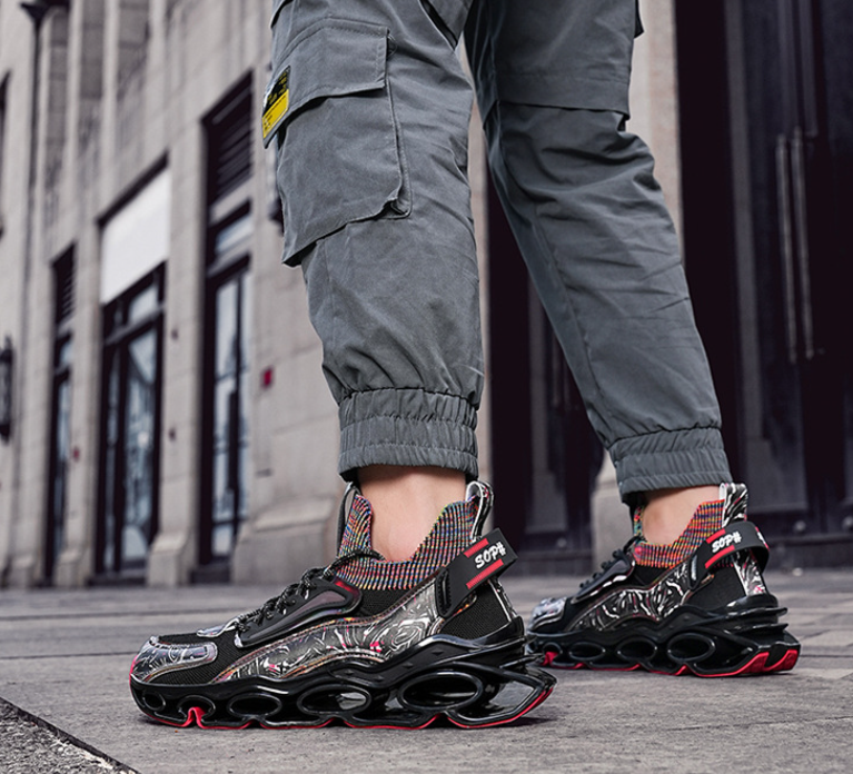 Men's Sports Shoes: Breathable Mesh Fly Woven Comfort Running Sneakers, Black/Beige/White, 2024 New 835e