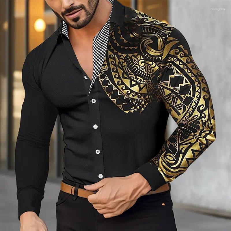 Men's Casual Shirts Shirt Buttoned Hawaiian Long Sleeve Lapel Clothing Soft Comfortable Fashion Button Design