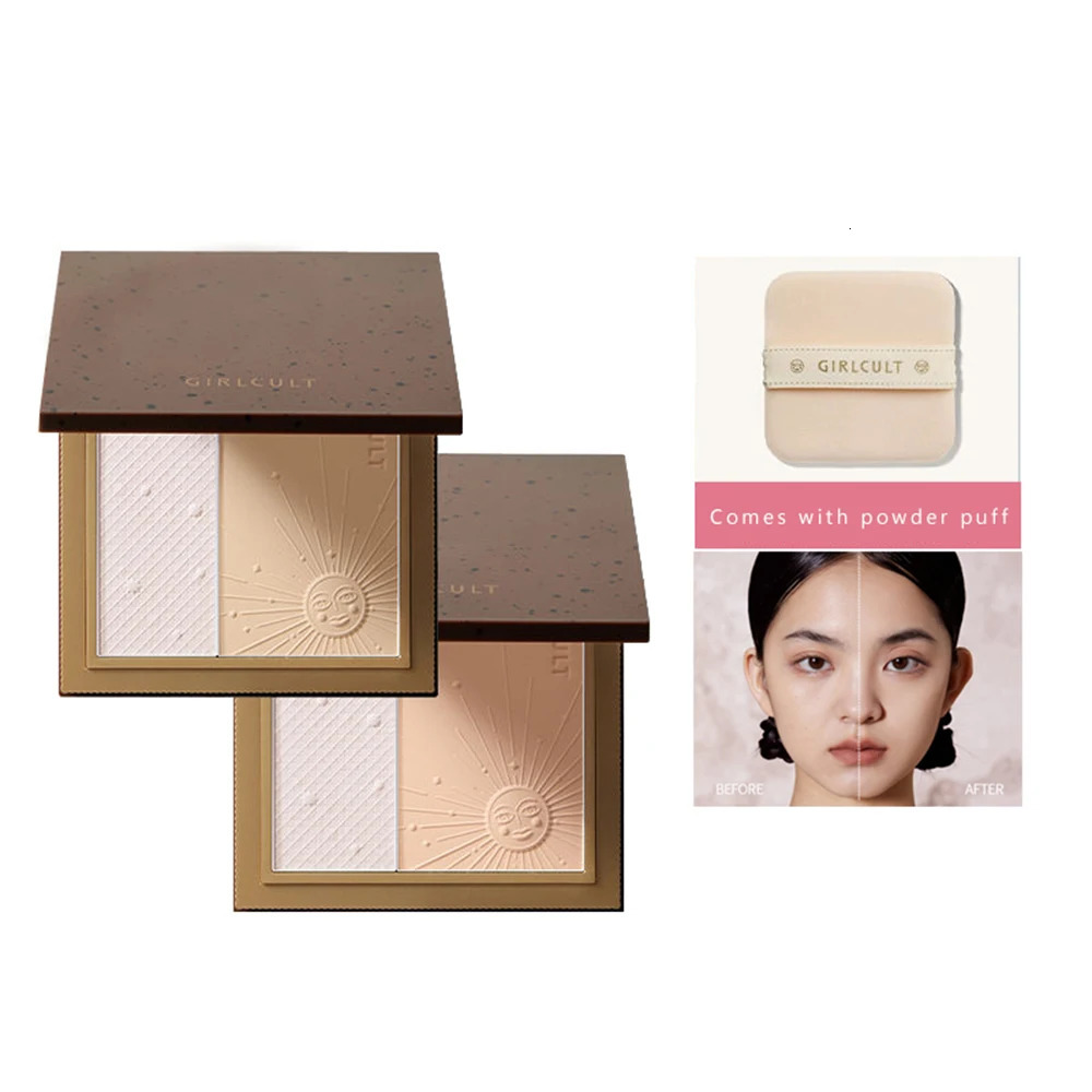 Girls two-color foundation make-up oil to control no Kaki lasting wet and dry use of powder 241107