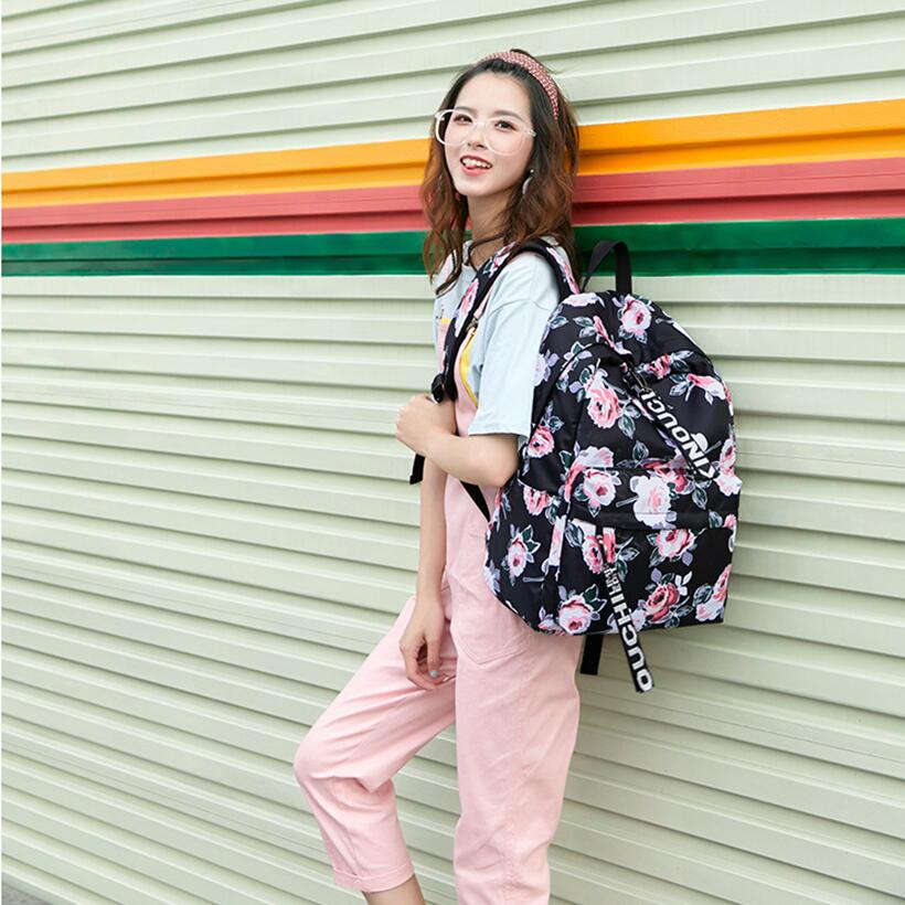 Fengdong school bags for teenage girls schoolbag children black flower backpack elementary school backpack kids book bag pack