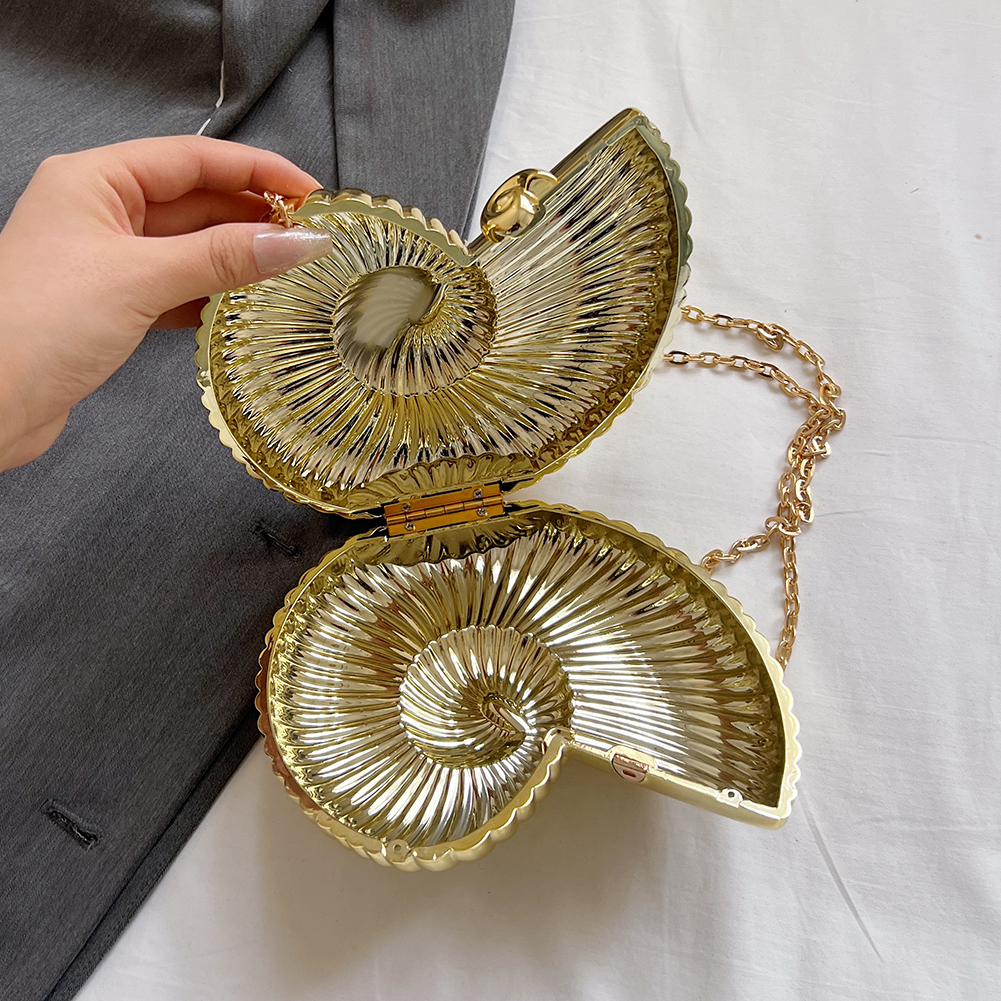Conch Shape Evening Clutch Purse Acrylic Fashion Evening Bags Stylish Crossbody Bag Novelty Clutch Bag for Women Girls