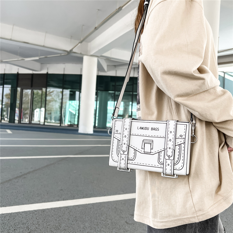 New Creative 2D Cartoon Box Bag Female Novelty Small Crossbody Bag for Women 3D Drawing Paper Comic Handbag Square Bags Unique