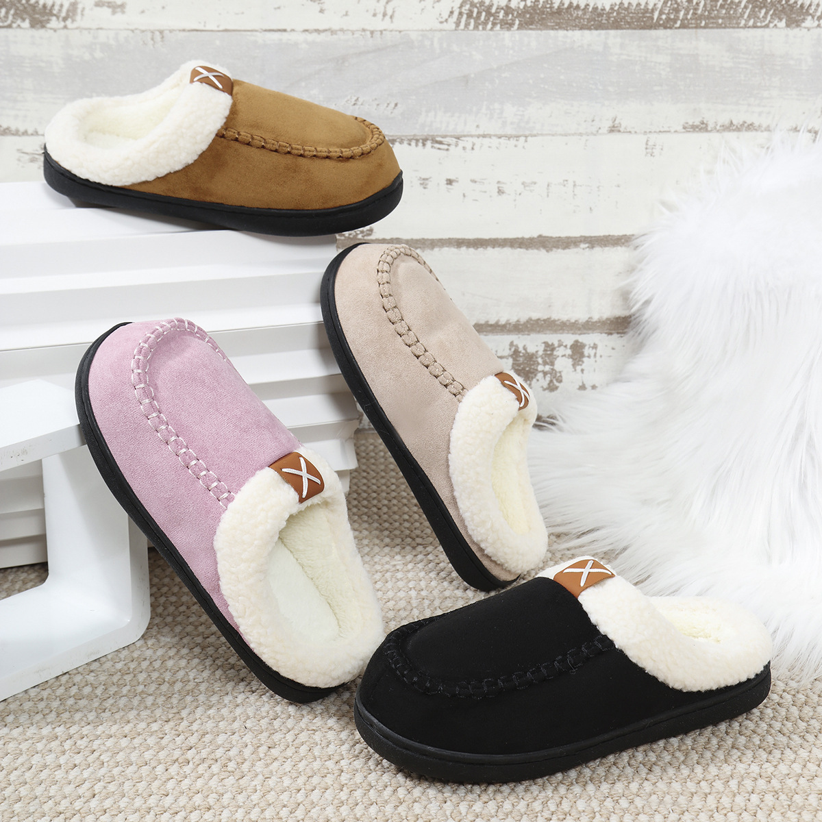 Men's and Women's Home Velvet Thick Cotton Slippers.