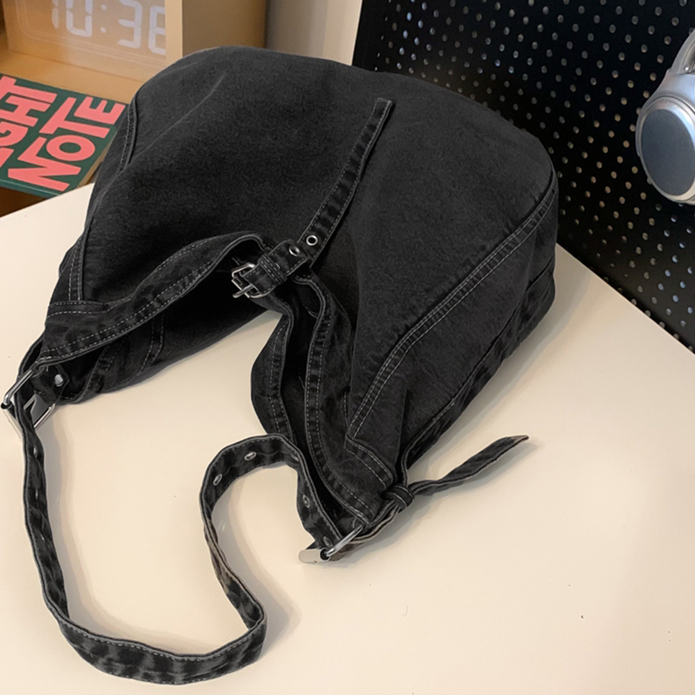 Denim Shoulder Bag Retro Tote Bag Large Capacity Fashion Handbag with Adjustable Strap Casual Shoulder Purse for Women