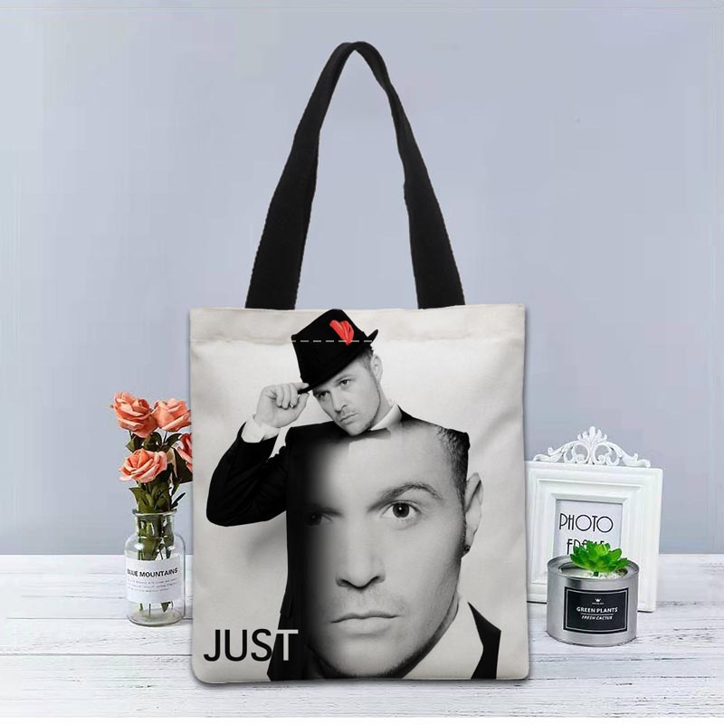 Custom Logo Justin Timberlake Printed Handbag Canvas Tote Bags Shopping Travel Casual Useful Shoulder Bag Women Bag 1208