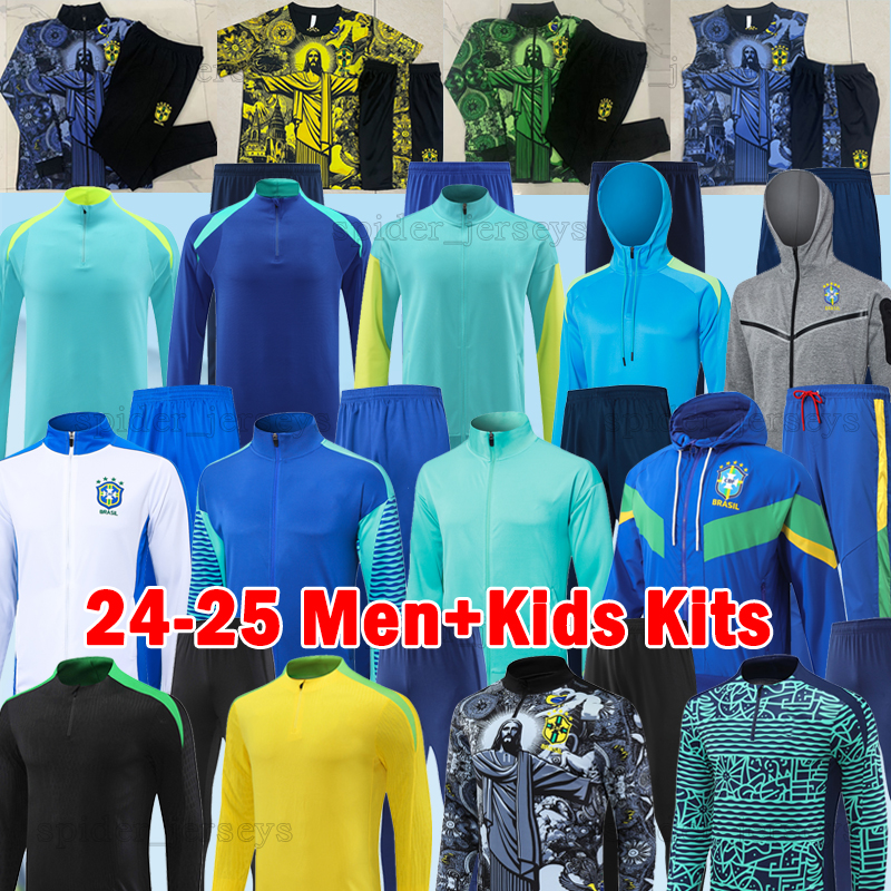 XXXL 2024 Brazils national football team Soccer Sets 22 23 24 25 BRASIL Football Tracksuits RICHARLISON CASEMIRO FRED Trench coat training men kids kit shirts 3XL