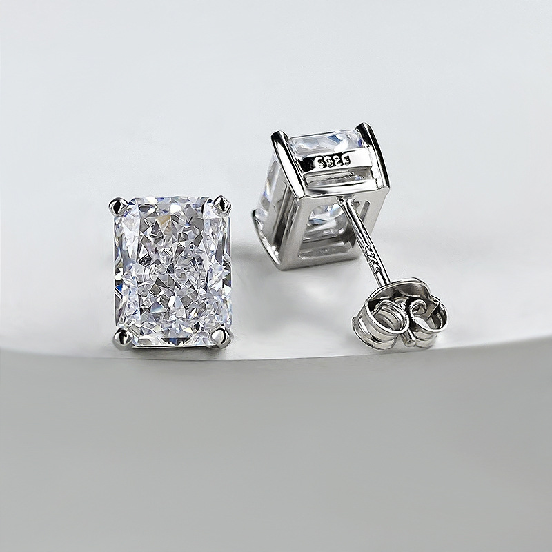 Choucong Brand Stud Earrings Luxury Jewelry Solitaire Real 100% 925 Sterling Silver Radiant Cut Moissanite Diamond Elegant Party Women Wedding Earring