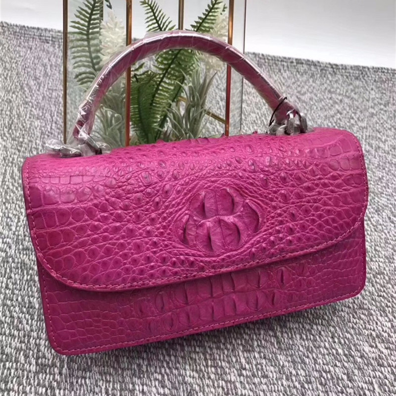 Fashion Genuine Crocodile Leather Women Small Orange Handbag Lady Mini Purse Authentic Alligator Skin Female Cross Shoulder Bag