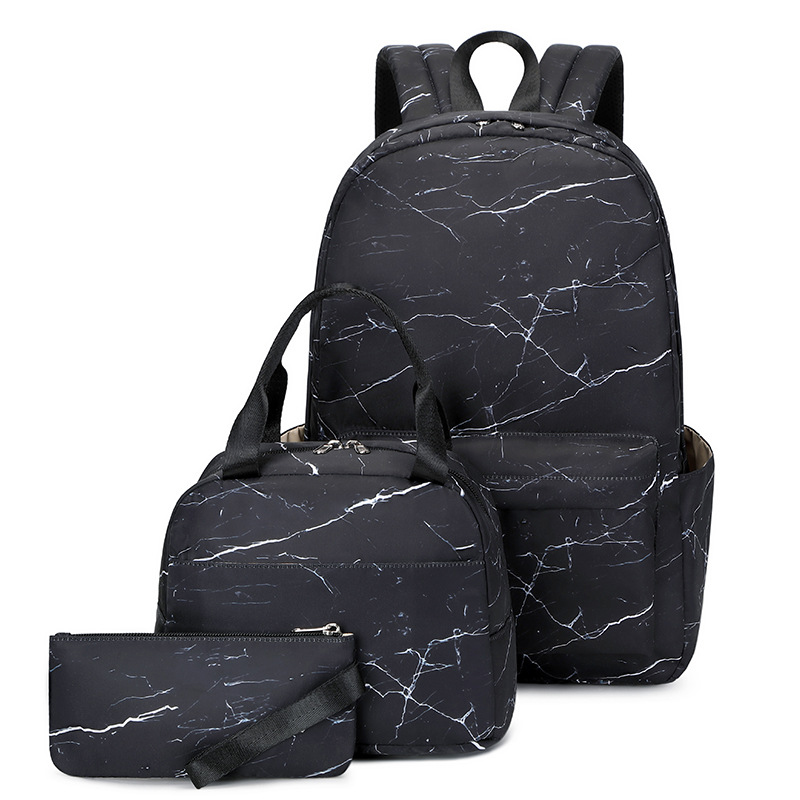Marble Print Backpacks for Girls School Cute Kids Backpack Bookbags with Insulated Lunch Box Set for School Elementary Girl Bags