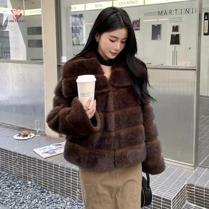 Winter Artificial Mink Coat Wmen Jacket Crystal Hook Street Stryle Warm Coat Artificial Mink Coat Womens 241107