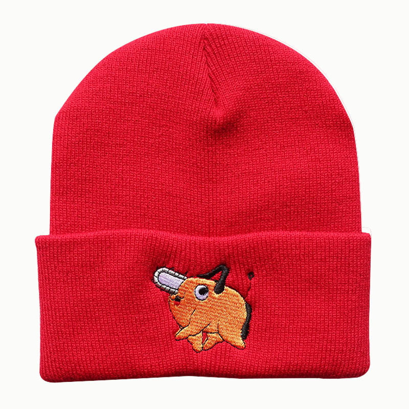 High quality design, men and women Anime cartoon Pochita embroidered knitted dog chainsaw man woolen hat
