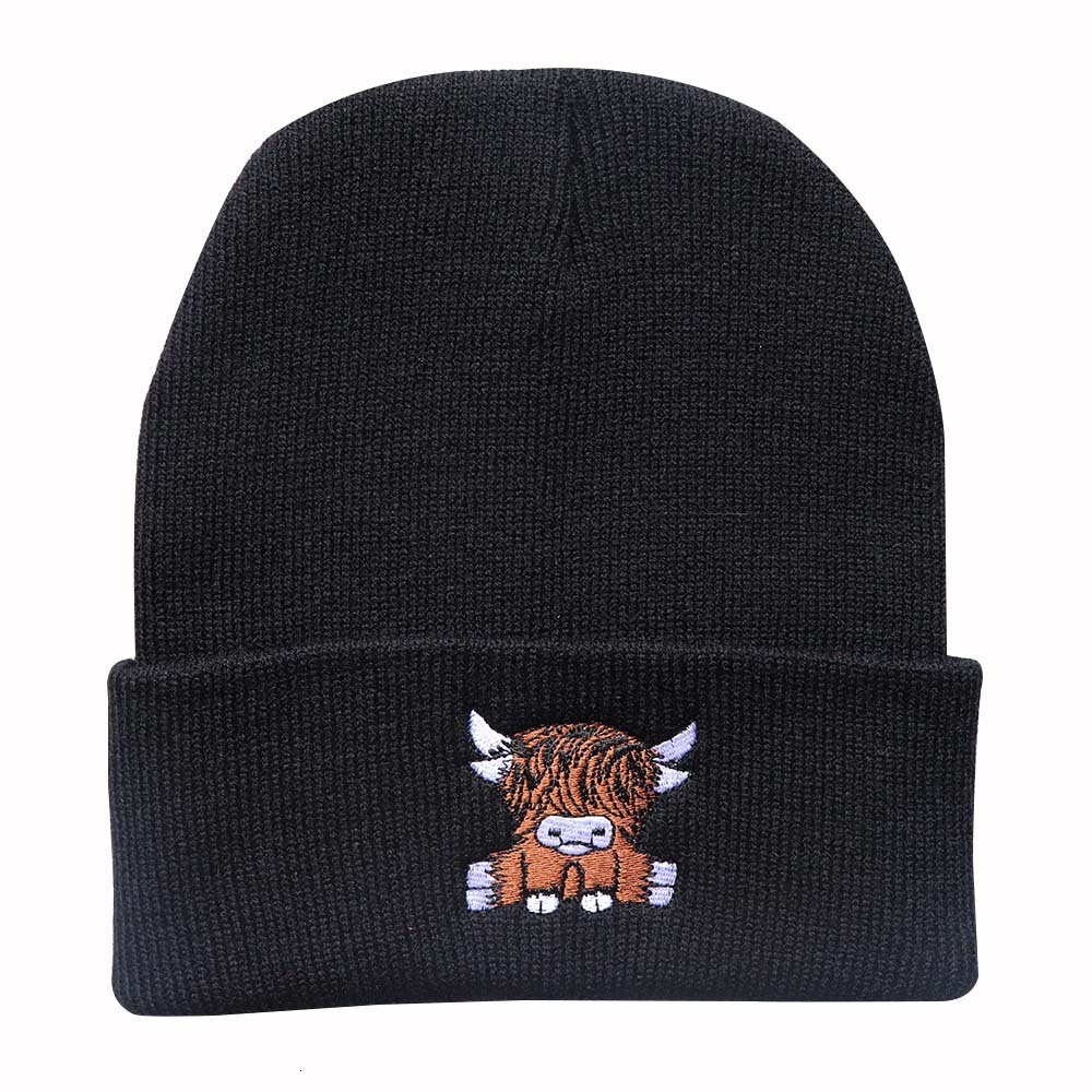 High quality design, Men's and Women's Autumn/Winter Trendy Cartoon Embroidered Knitted Warm Hoodie Hat