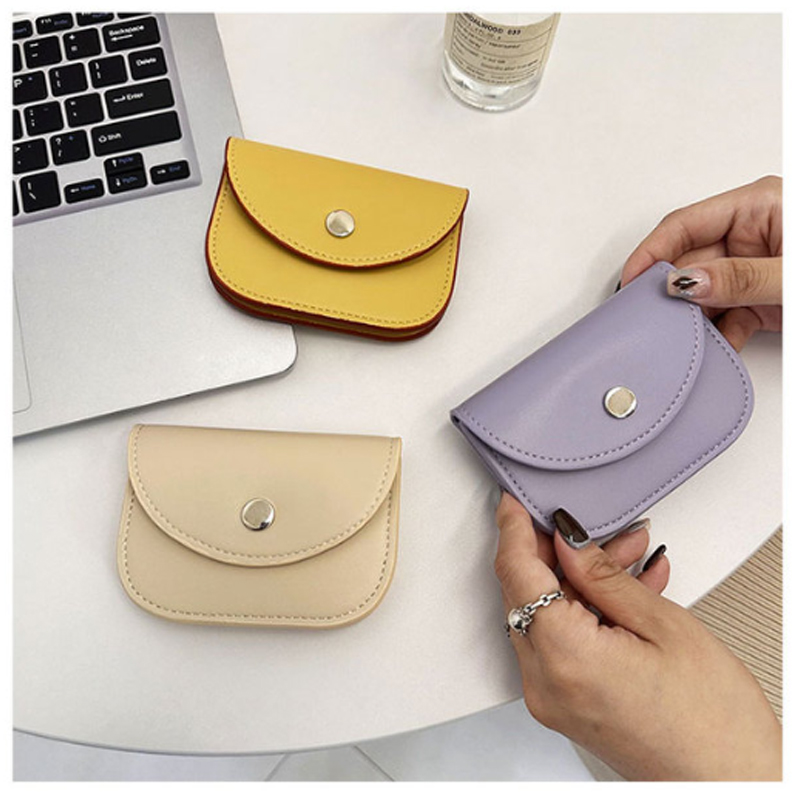 Korean girls high appearance smooth leather envelope card sleeves simple style cardholder coin small gadget short wallet