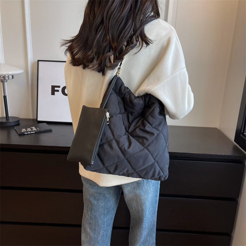 Brand Designer Canvas Plaid Quilted Women's Shoulder Bag Casual Chain Crossbody Bag Large Square Handbag and Purse