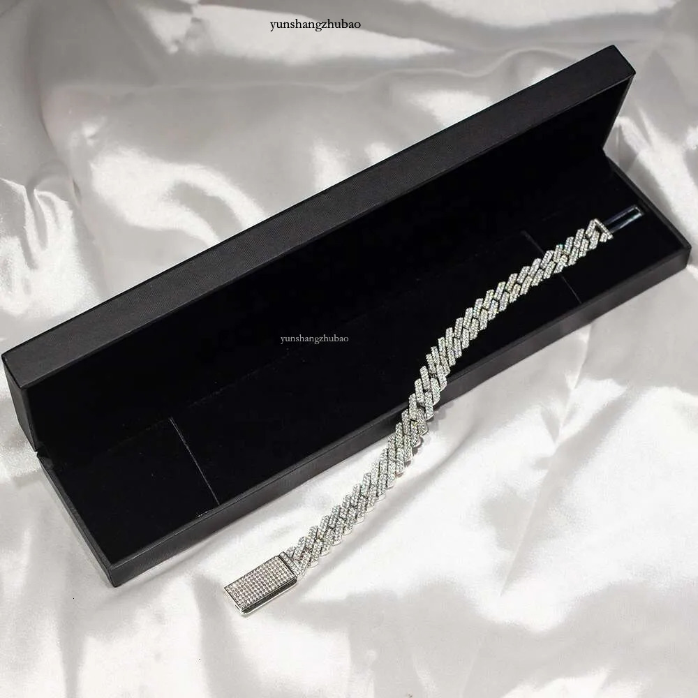Hip Hop Mens Moissanite 8mm 10mm 12mm Width 2 rows S VVS Cross designer Hot bracelet
