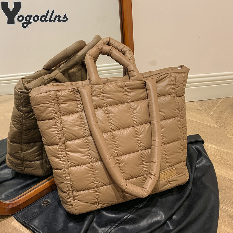 Luxury Women Shoulder Bag Quilted Space Cotton Crossbody Bag Versatile Padded Messenger Bag Winter Large Capacity HandBag