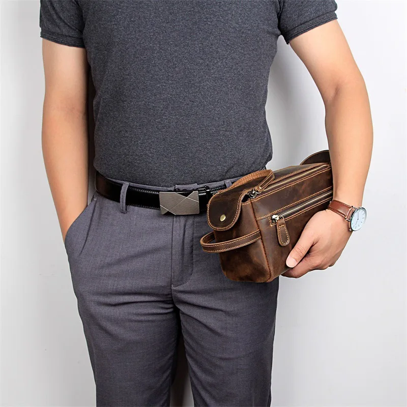 New Genuine Leather Toiletry Bag For Men Wash Shaving Dopp Kit Women Travel Make UP Cosmetic Pouch Bag Case Organizer Necessaire