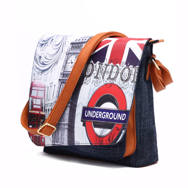 Vintage Women Bolsa Feminina London Style Denim Shoulder Bag Patchwork Crossbody Messenger Bag Large Capacity Ladies Handbags