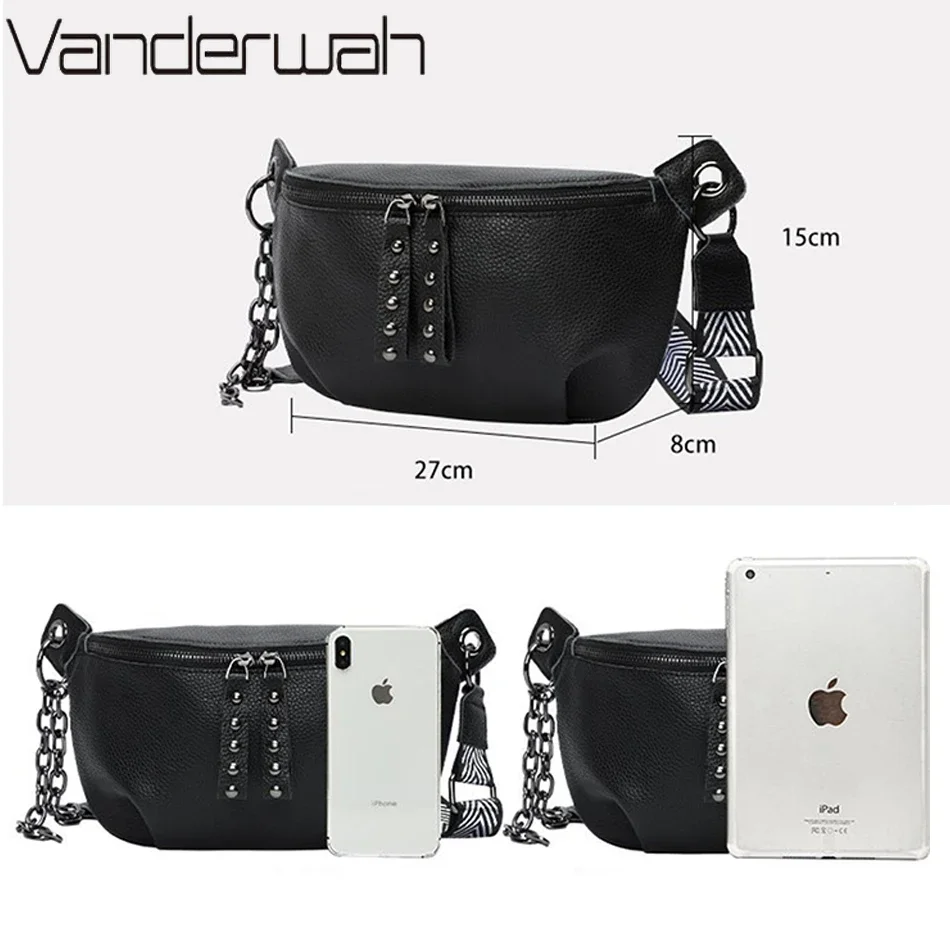 Genuine Leather Moon Chest Bag for Women Luxury Brand Crossbody Sac Female Soft Cowhide Shoulder Messenger Bags Waist Packs Hot