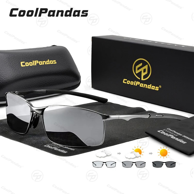 CoolPandas Classic Square Pochromic Sunglasses Mens Chameleon Womens Sunglasses Anti Driving Oculos de Sol 241106